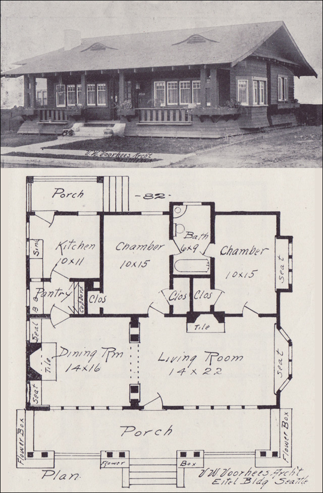 1908 Sidegabled Craftsmanstyle Bungalow Plan Vintage